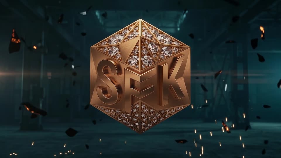Golden SFK emblem explosion — SFK brand film still