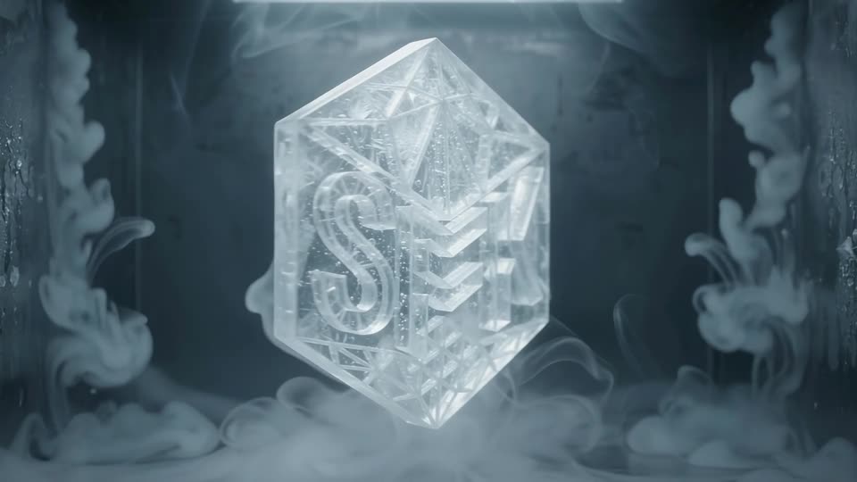 Ice crystals forming brand logo — SFK brand film still
