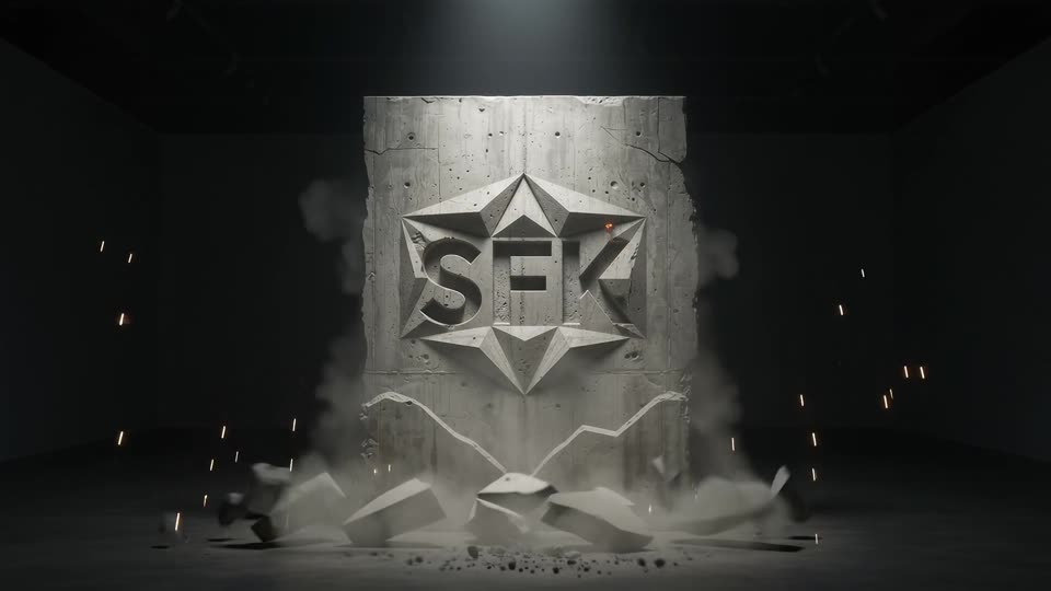 Laser cutting concrete relief logo — SFK brand film still