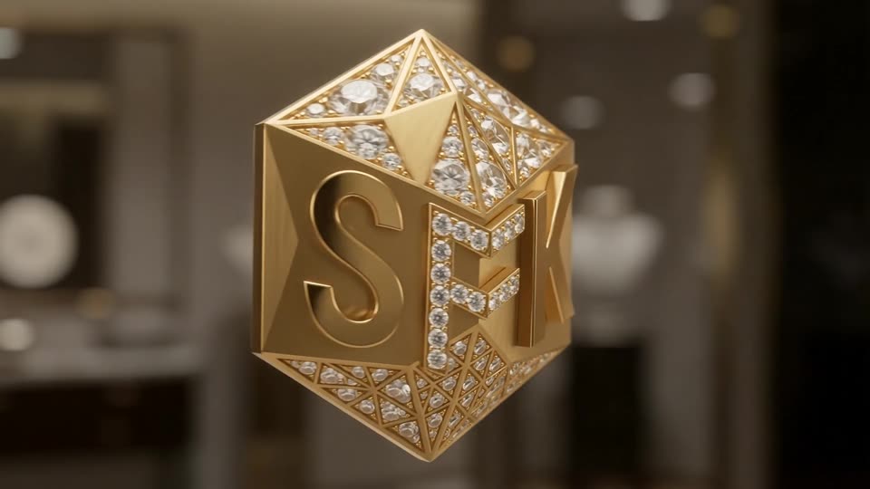 Liquid gold forming logo — SFK brand film still