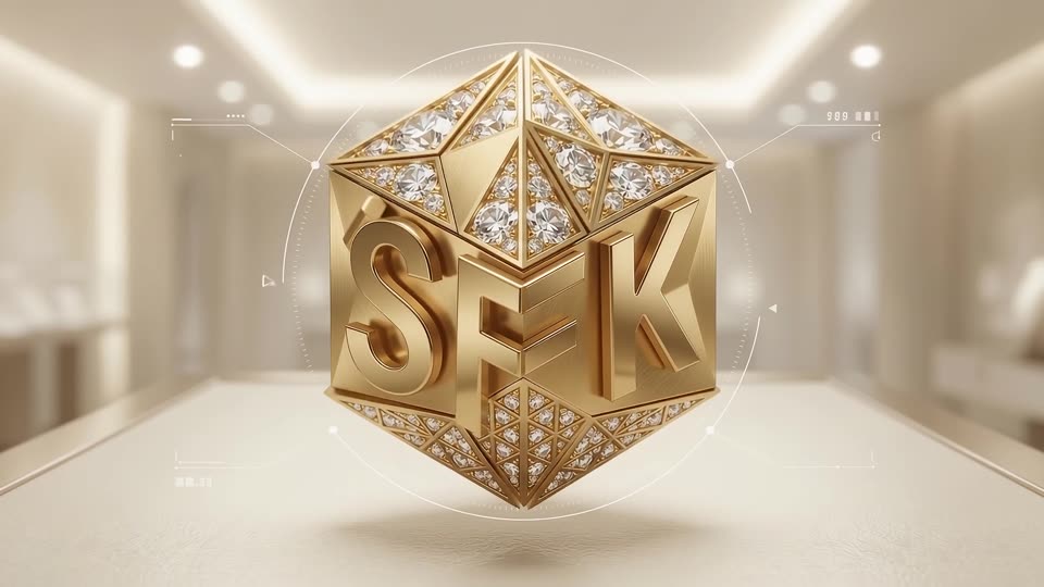 Logo fragments forming solid logo — SFK brand film still