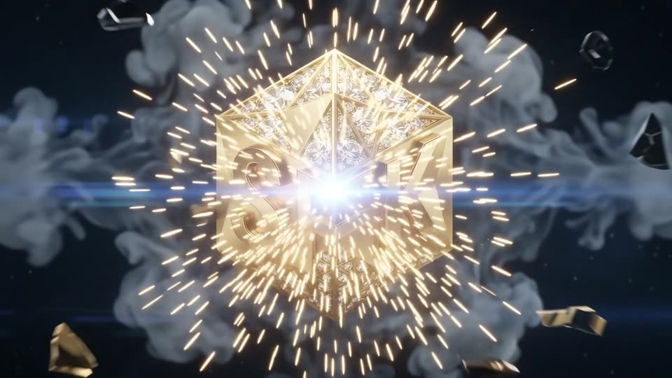 Metallic shards forming logo — SFK brand film still