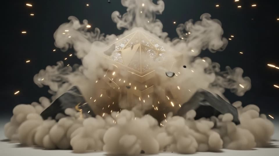 Monolithic rock reveals gold logo — SFK brand film still