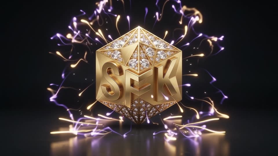 Neon ribbons forming brand logo — SFK brand film still