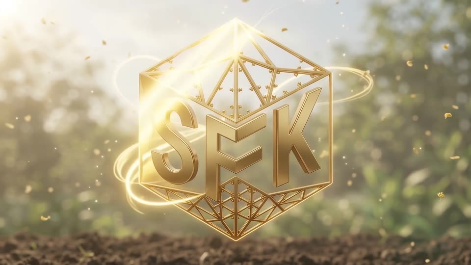 Seed growing into golden emblem — SFK brand film still
