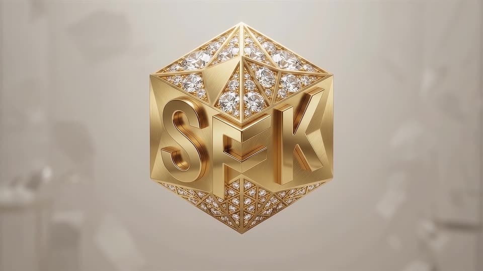 Shards assemble into brand logo — SFK brand film still